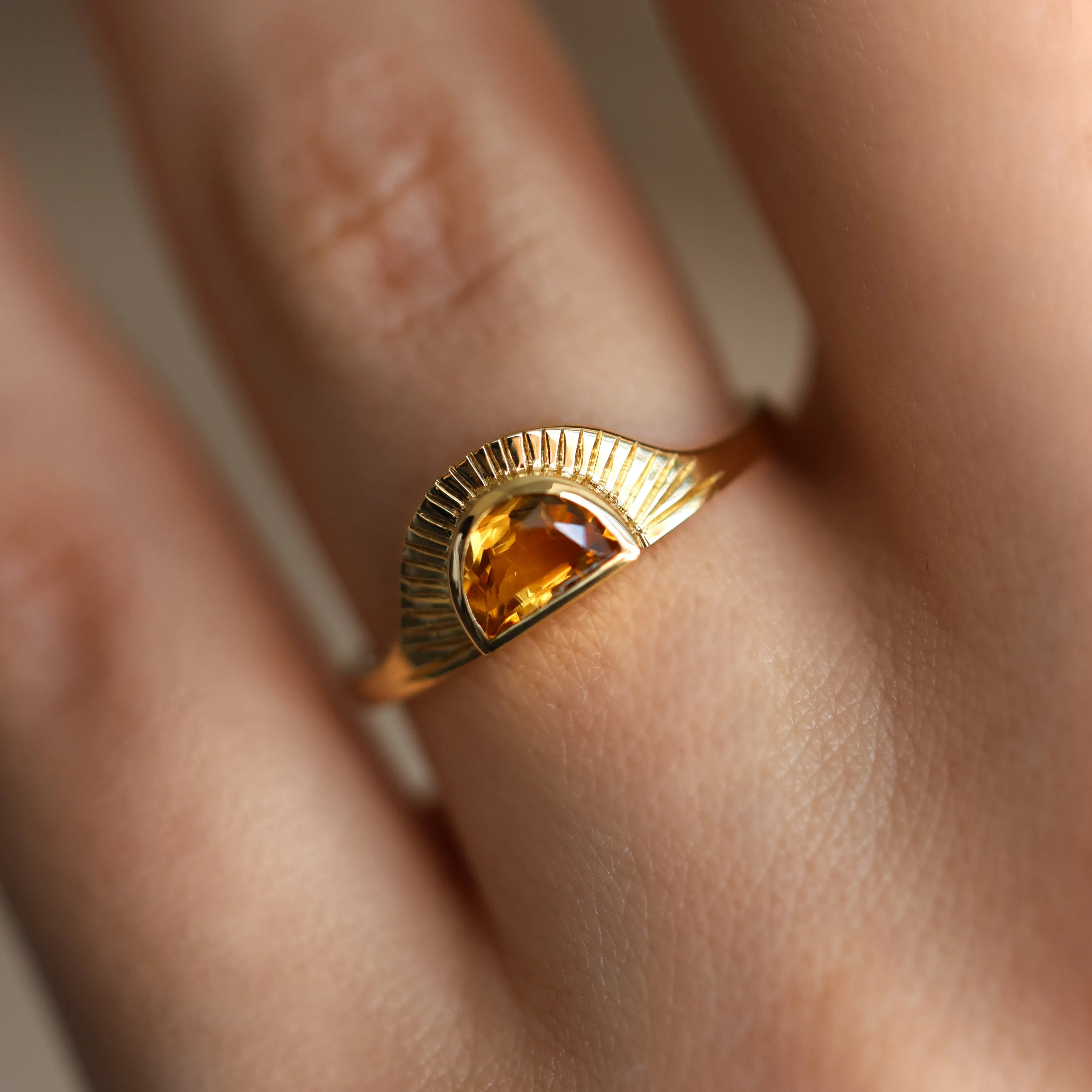 Golden Sapphire Sunset Ring