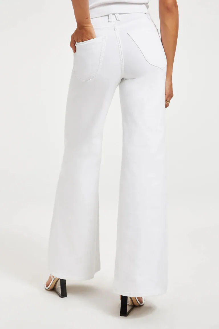 Good American Good Waist Palazzo - White