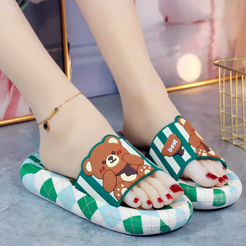 Green Blue Red Lovely Bear Sandals ON888