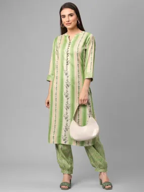 Green Floral Printed Kurta With Harem Pant