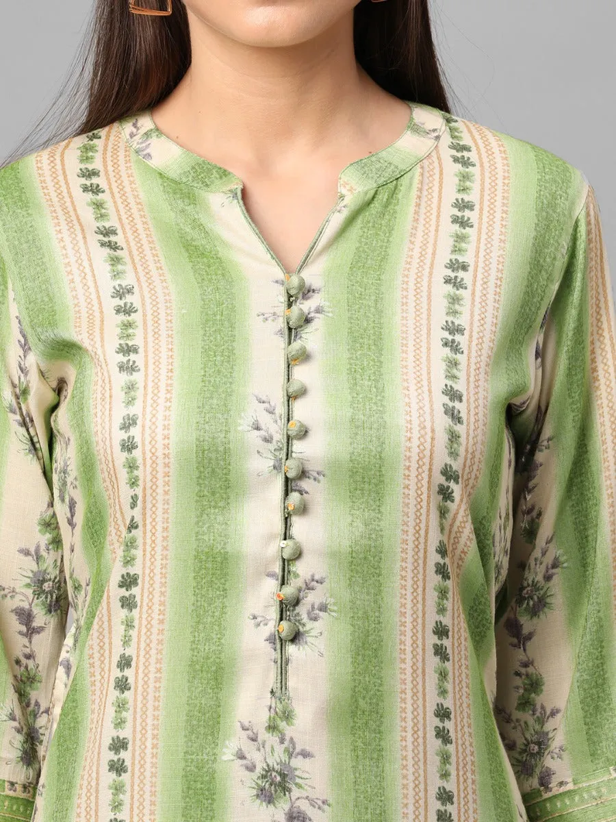 Green Floral Printed Kurta With Harem Pant