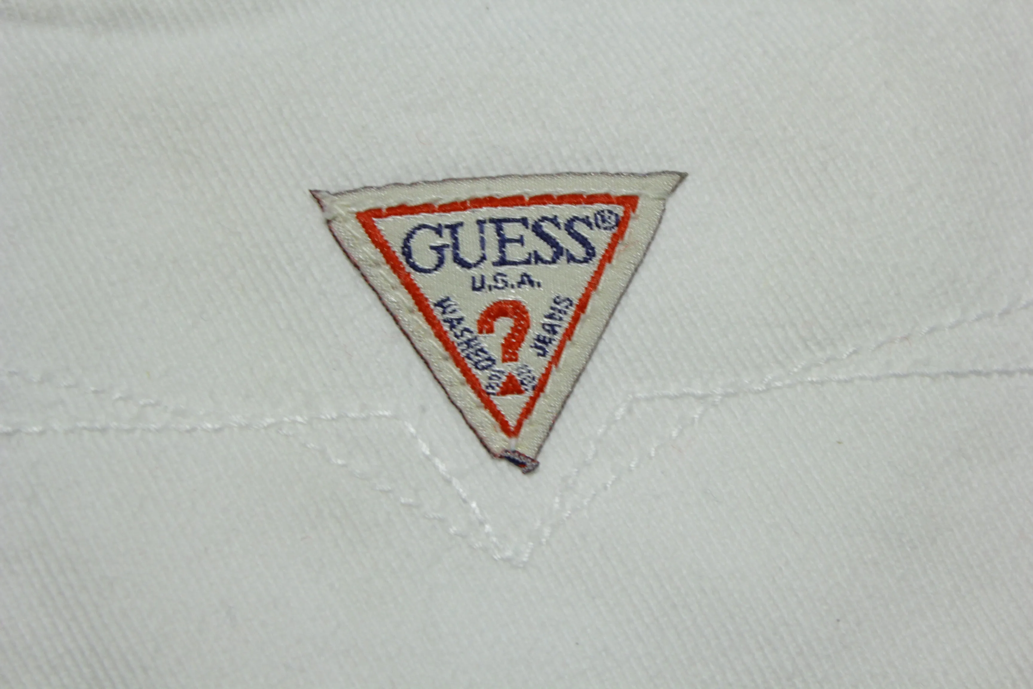 Guess Brite White Made in USA 80's Washed Riveted Denim Jeans