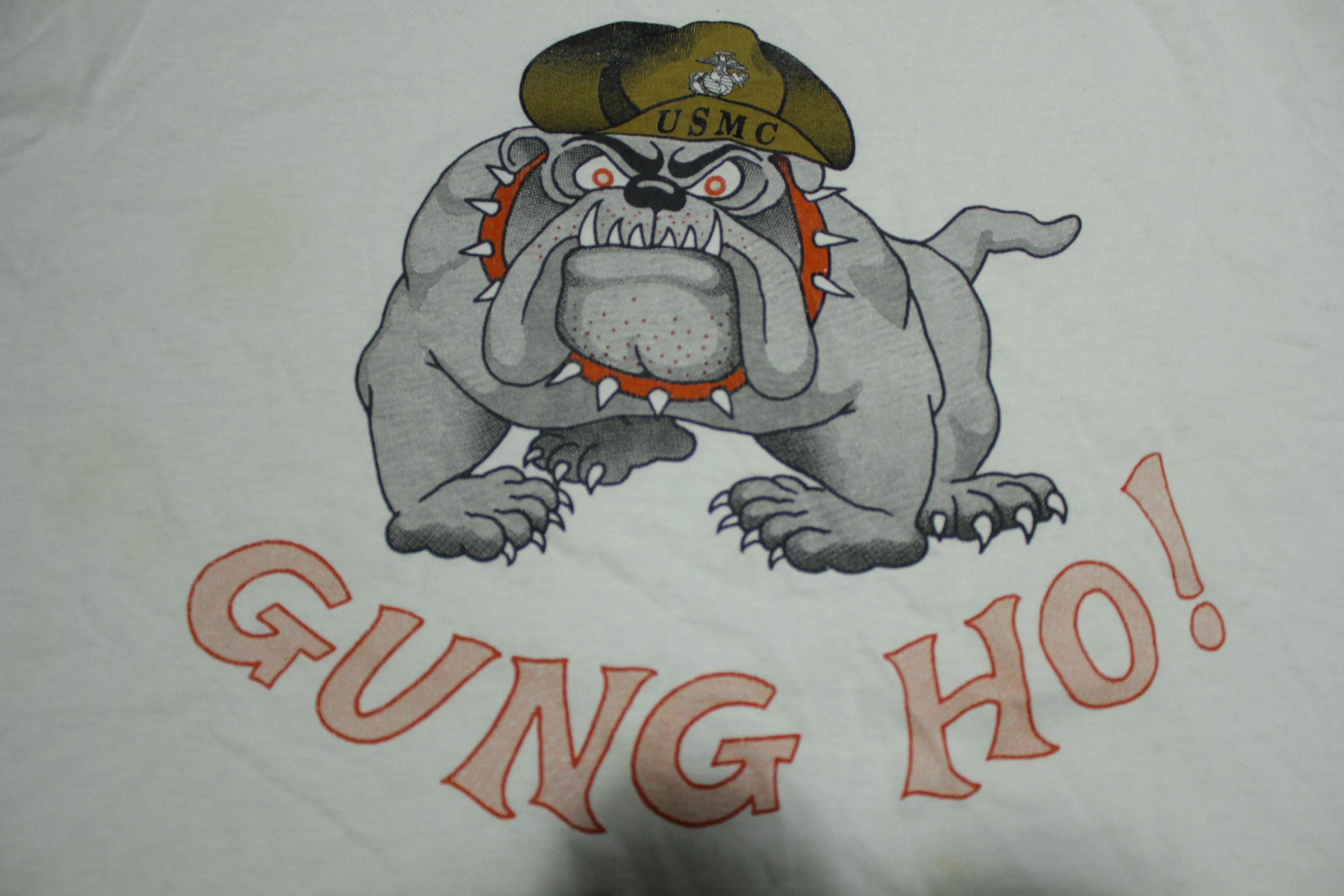 Gung Ho USMC United States Marines Bull Dog Vintage 80's T-Shirt