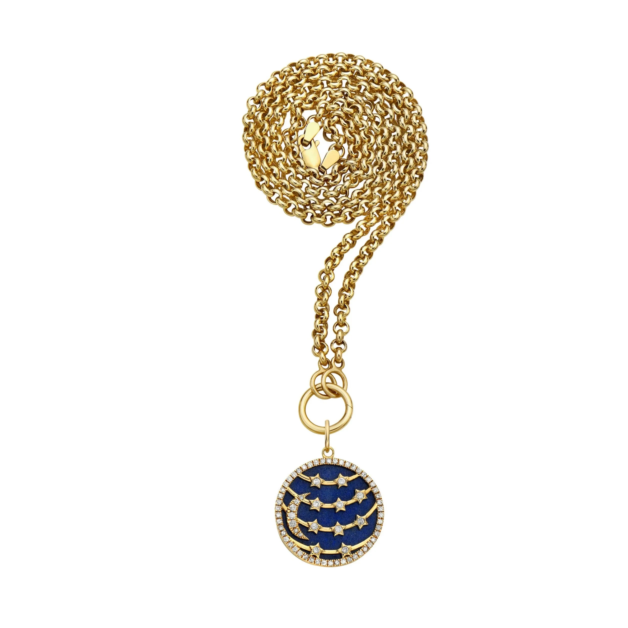 Lionheart - Moon to my Stars Lapis Lazuli Charm with Diamonds, Yellow Gold