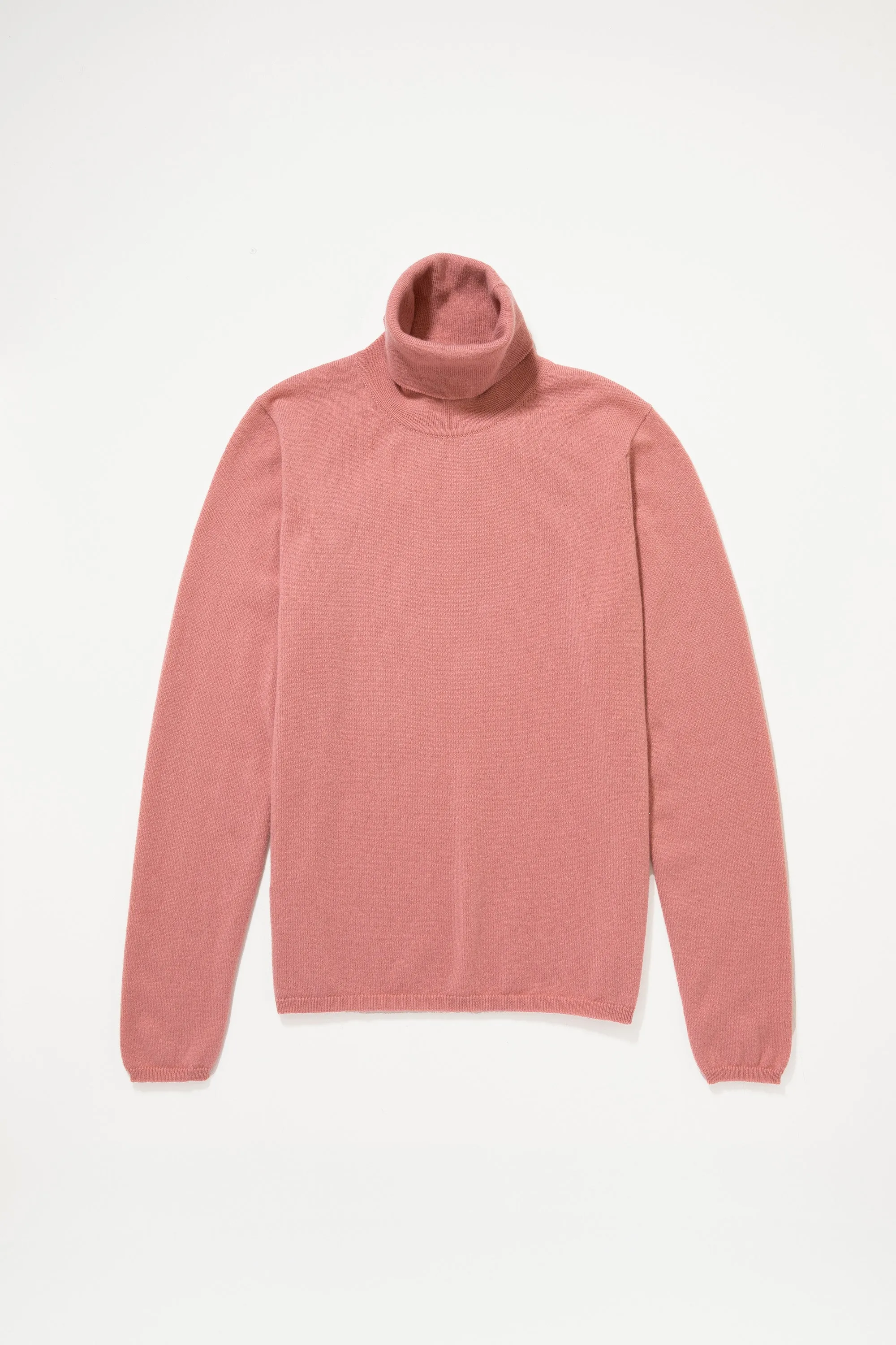 Made in Scotland Charlotte Cashmere Roll Collar Jumper - Dusky Pink