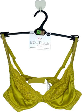 M&S Yellow Half Lace Cup Underwired Plunge Bra UK 34B