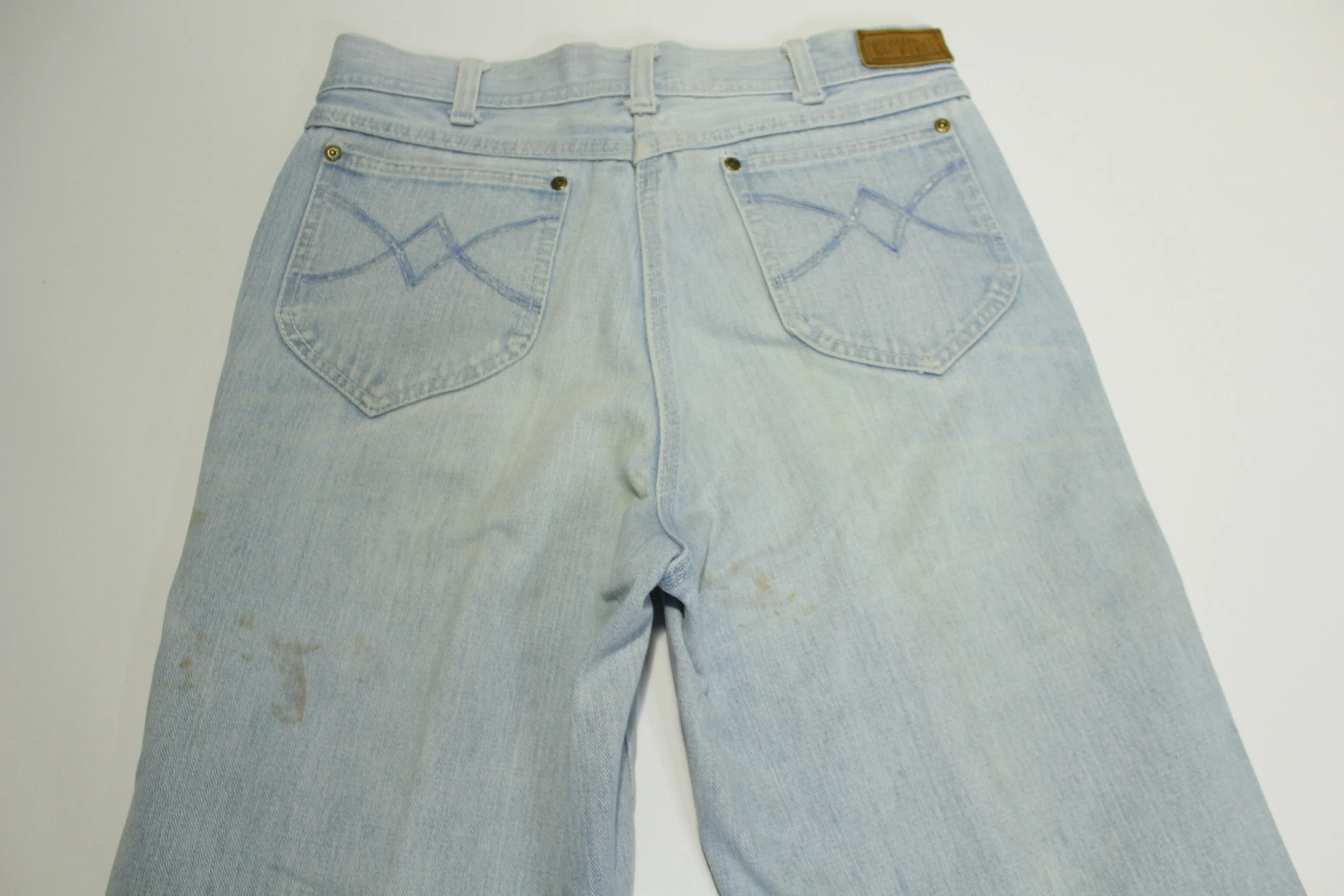 Normandee Vintage 80's Light Wash Distressed Denim Blue Jeans