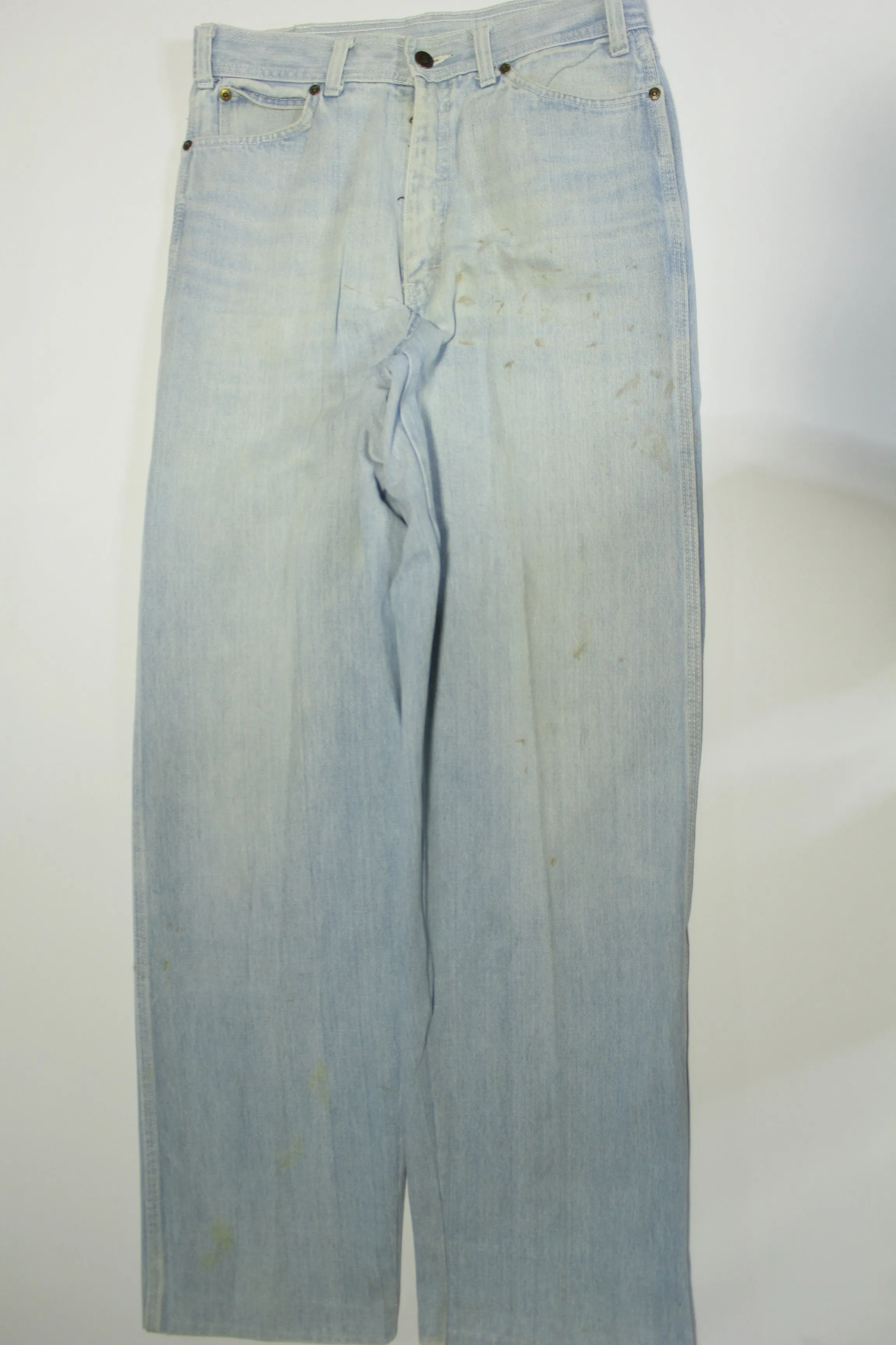 Normandee Vintage 80's Light Wash Distressed Denim Blue Jeans