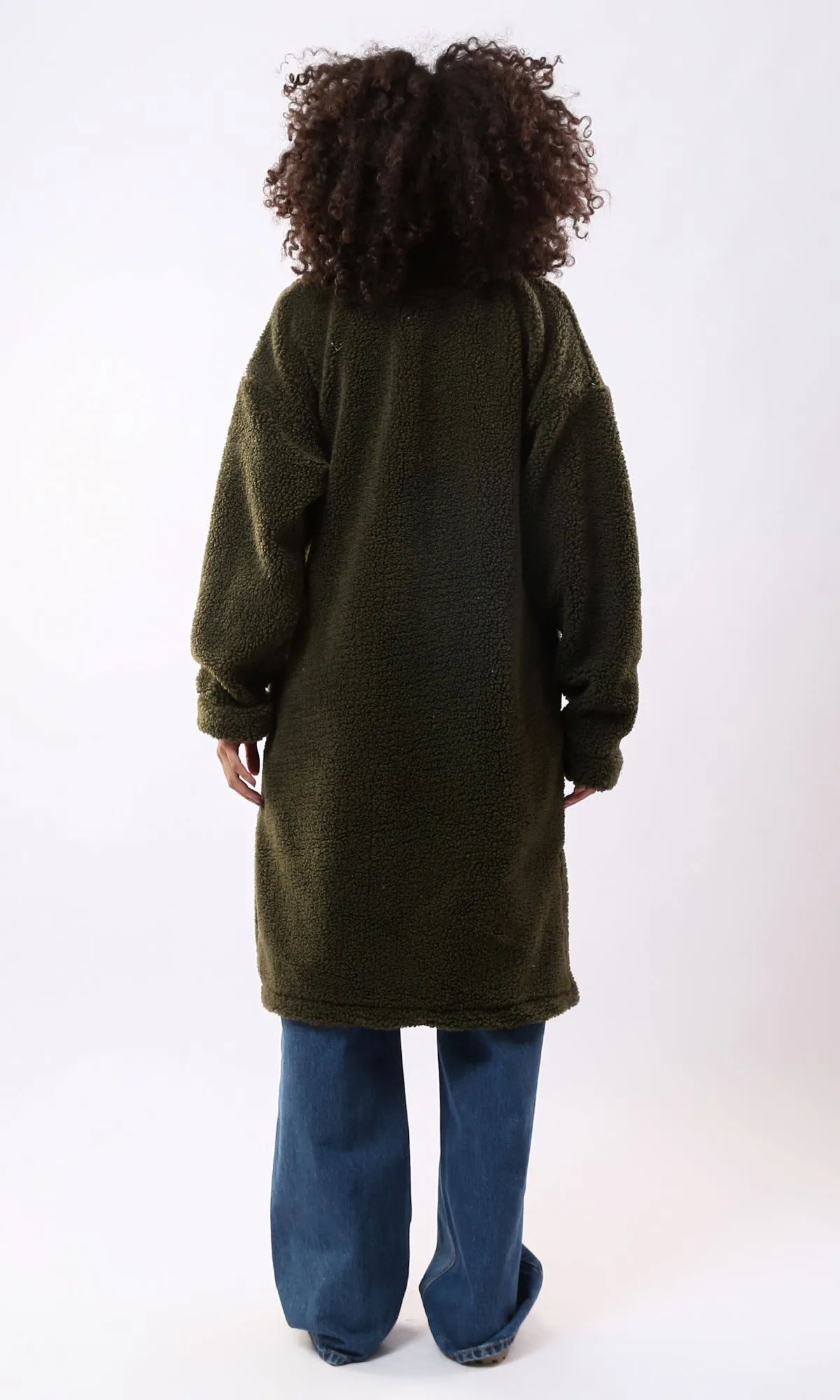 O175362 Olive Wool Full Buttons Coziness Coat