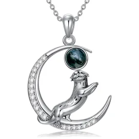 Otter Necklace for Women 925 Sterling Silver Cute Animals Jewelry for Birthday Christmas