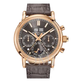 PATEK PHILIPPE GRAND COMPLICATIONS SPLIT-SECONDS CHRONOGRAPH PERPETUAL CALENDAR SLATE GRAY DIAL 5204R-011 WITH LEATHER STRAP