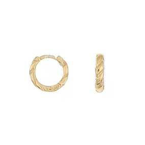 Patterned, Classic Huggie Earrings - Gold