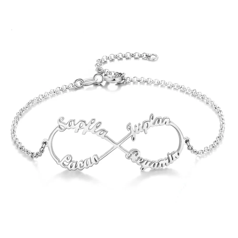 Personalized 4 Names Infinity Name Bracelets For Women