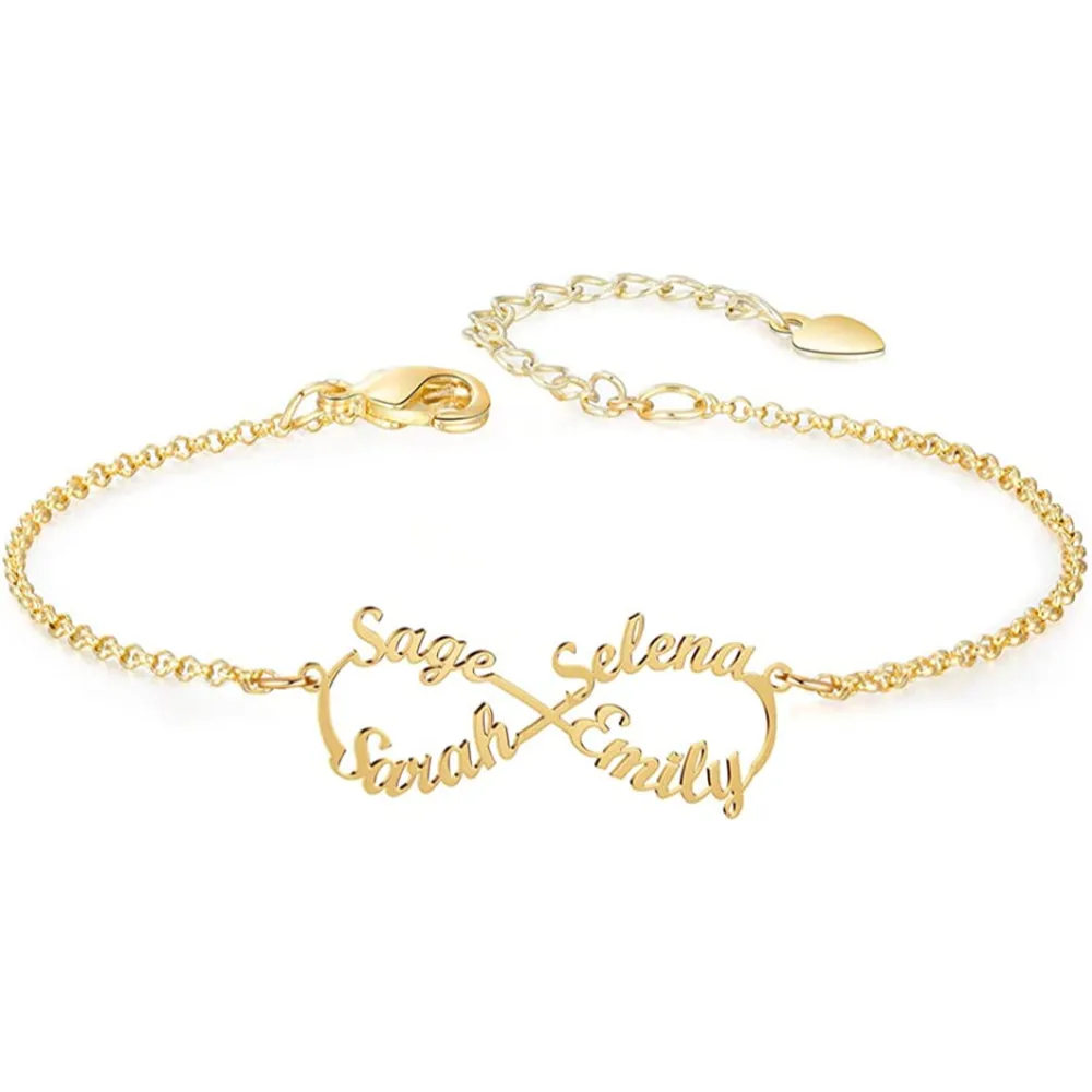 Personalized 4 Names Infinity Name Bracelets For Women