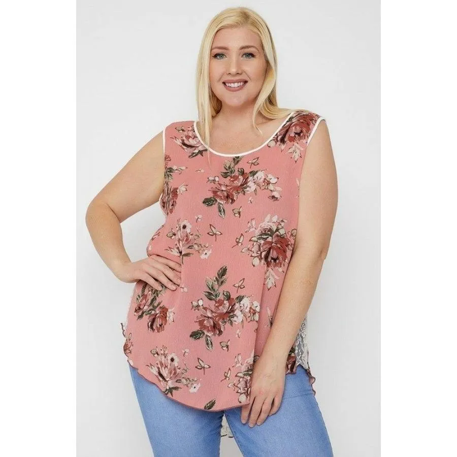 Plus size high-low hemline sleeveless top