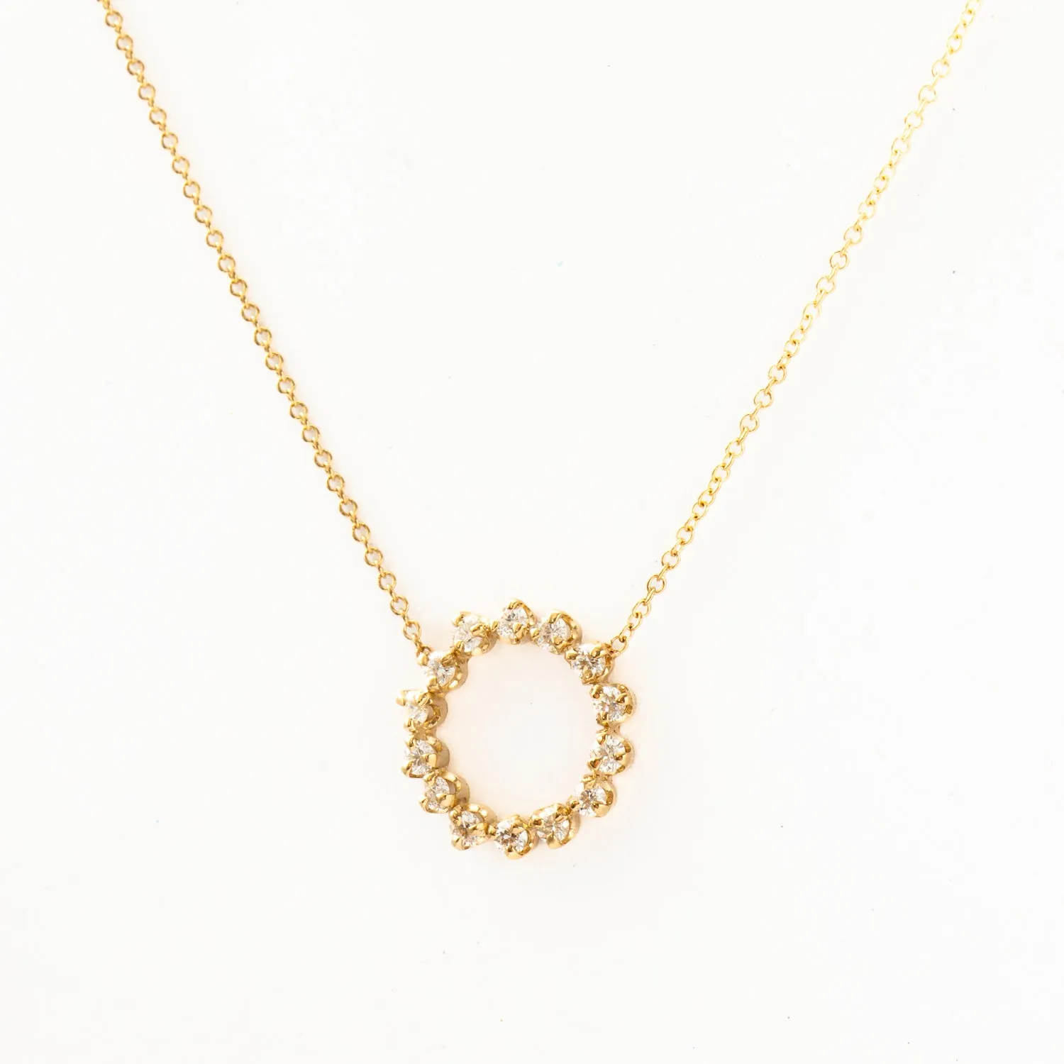 Prong Diamond Circle Necklace