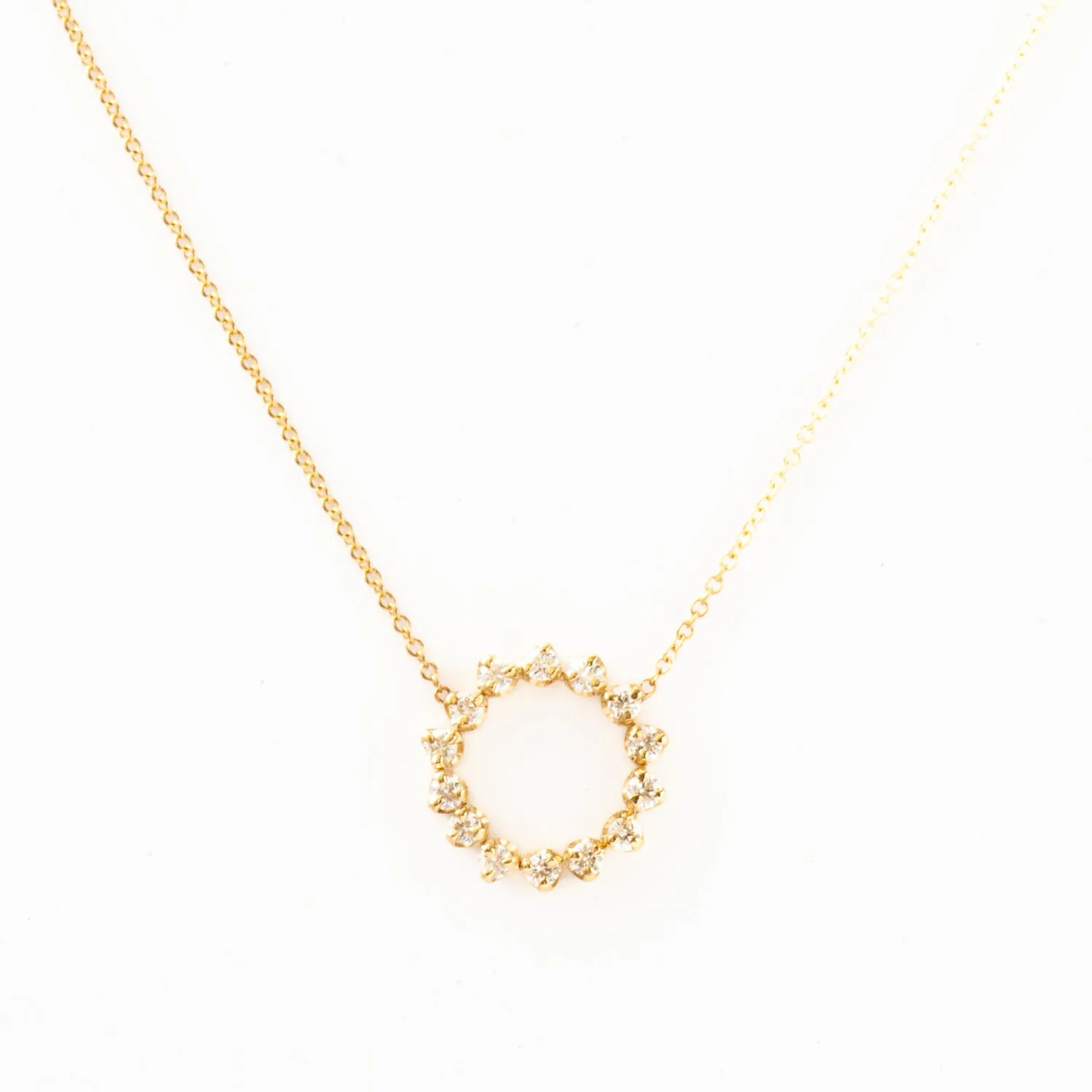 Prong Diamond Circle Necklace