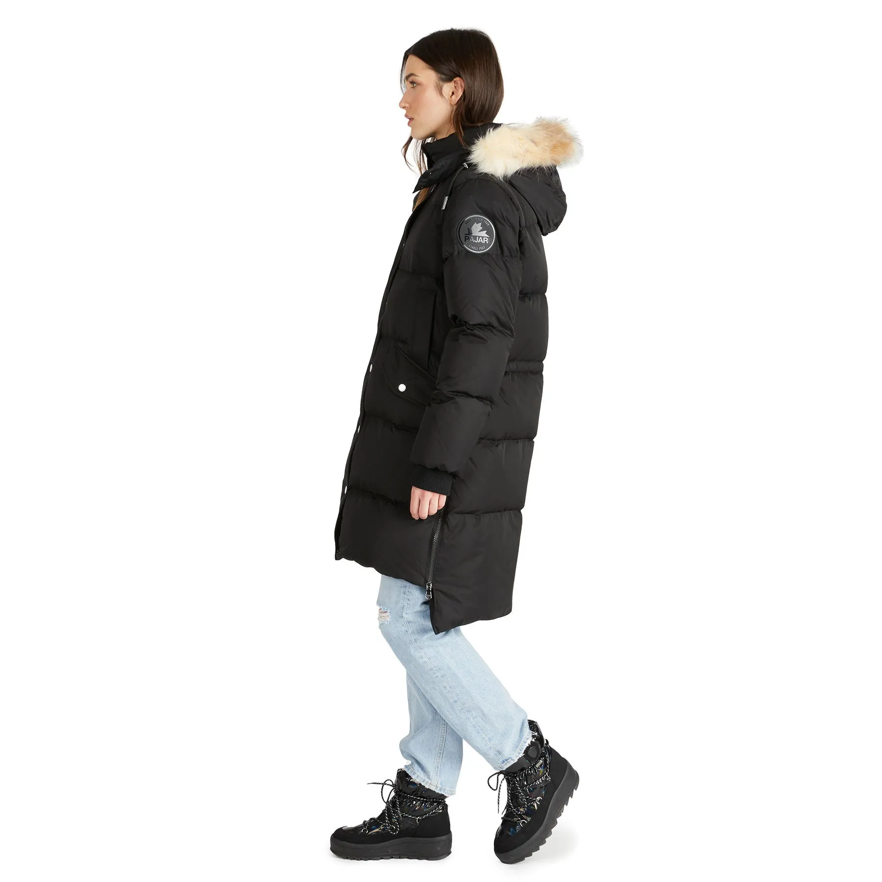 Reyna Women's Long Puffer w/ Faux Fur Trim