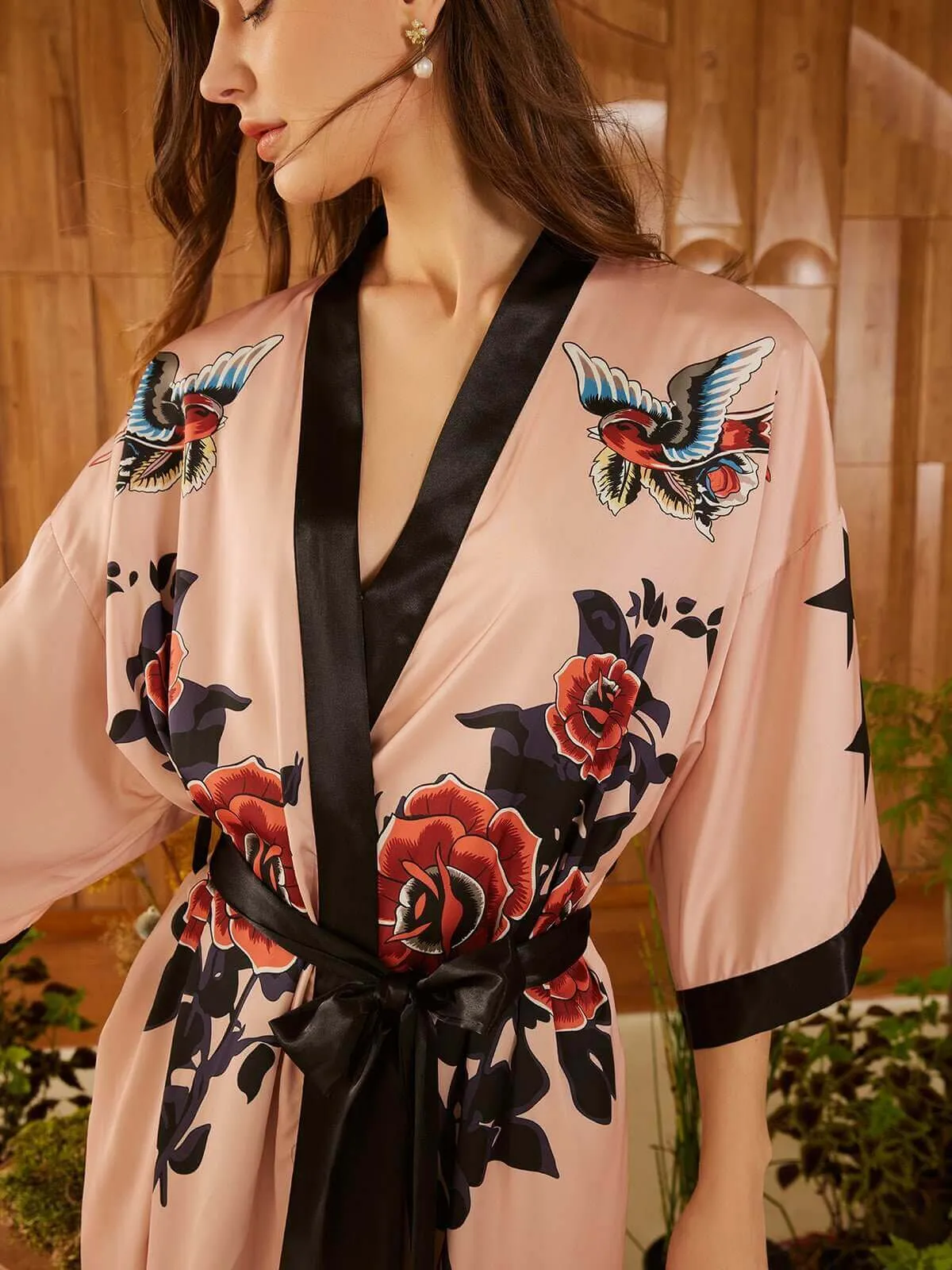 Rose Butterfly Kimono Robe