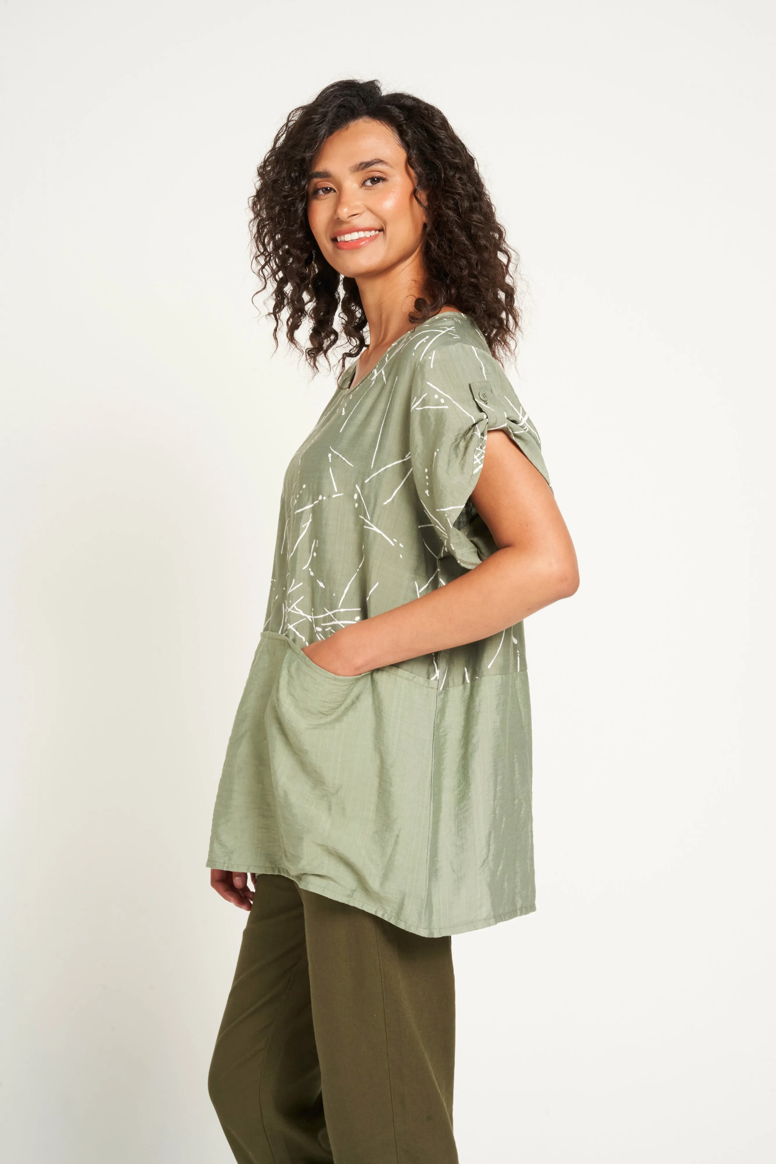 Saloos Panelled Top with Front Pockets