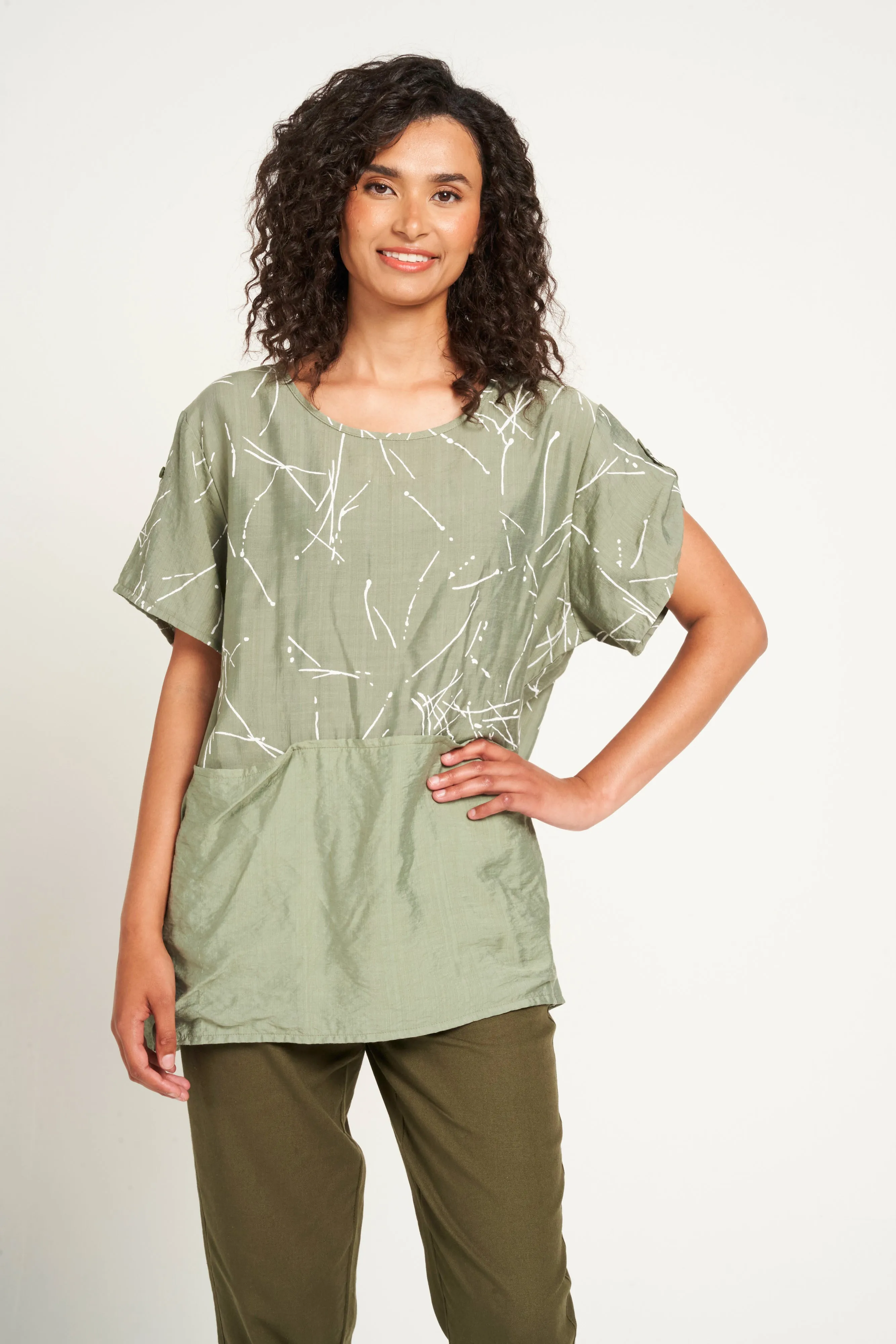 Saloos Panelled Top with Front Pockets