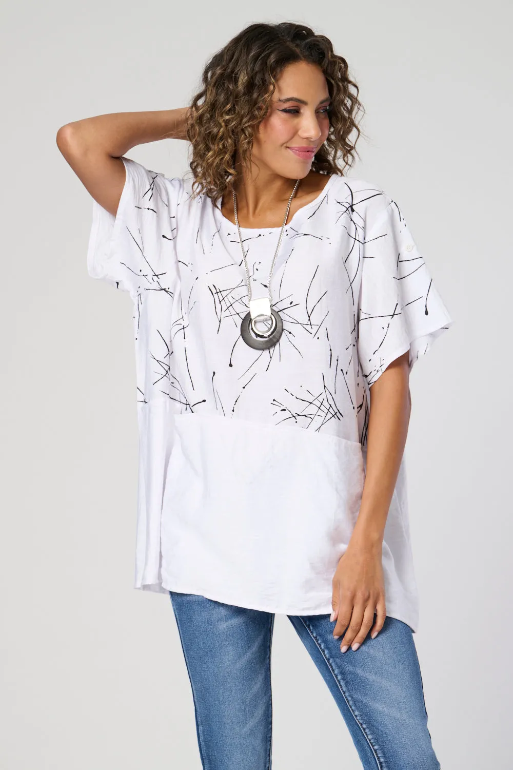 Saloos Panelled Top with Front Pockets