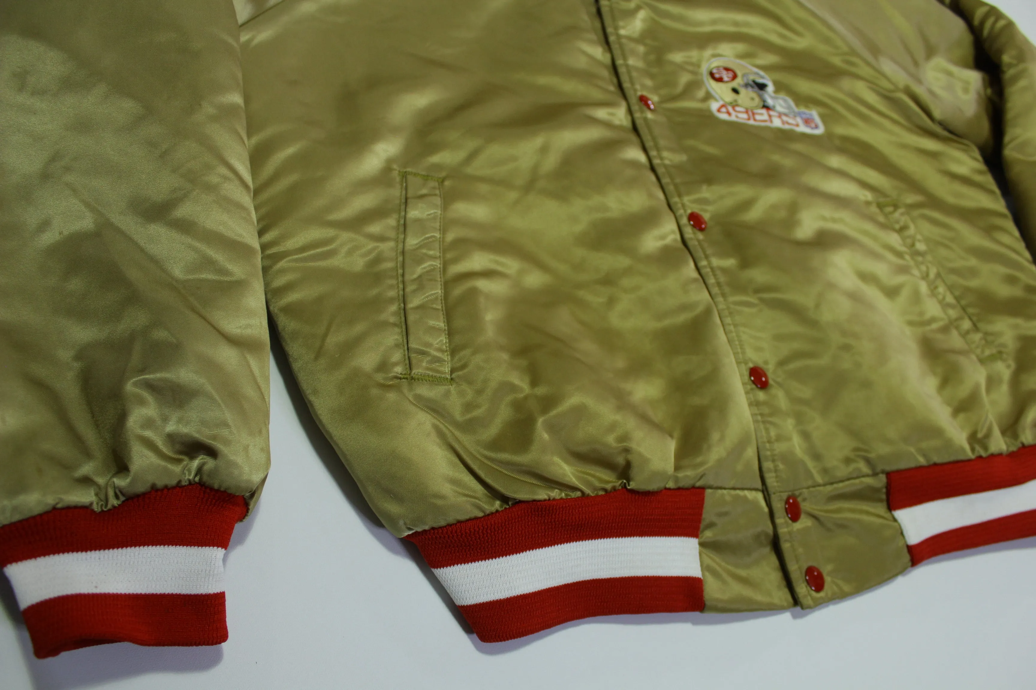 San Francisco 49ers Vintage 80's Satin Chalk Line Made in USA Quilt Lined NFL Jacket