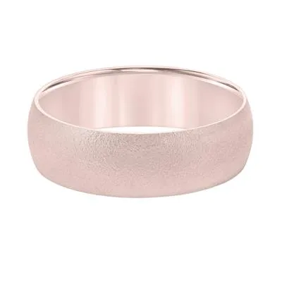 SATIN 14K ROSE GOLD 7MM COMFORT FIT SANDBLAST WEDDING BAND