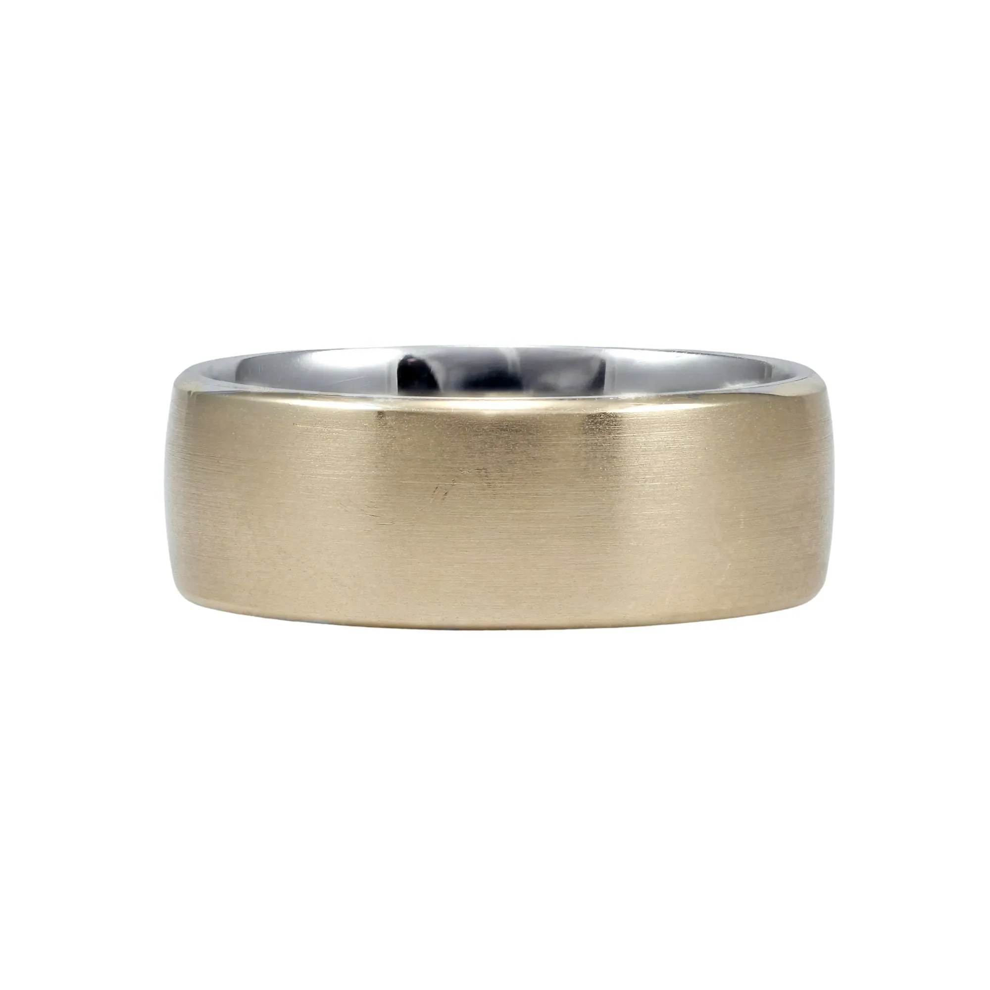 SATIN 14K YELLOW GOLD OVER 14K WHITE GOLD WEDDING BAND