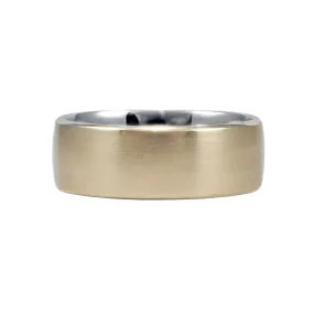 SATIN 14K YELLOW GOLD OVER 14K WHITE GOLD WEDDING BAND