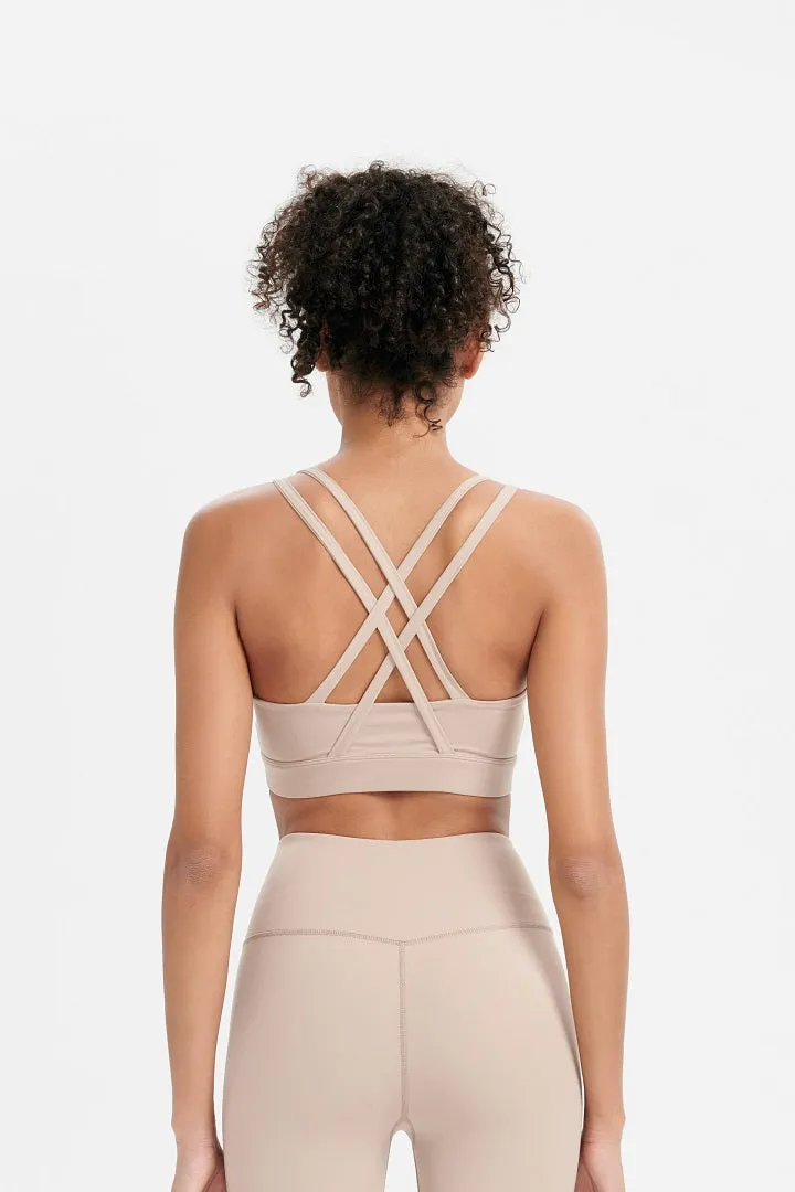 Strappy Cross Back Sports Bra