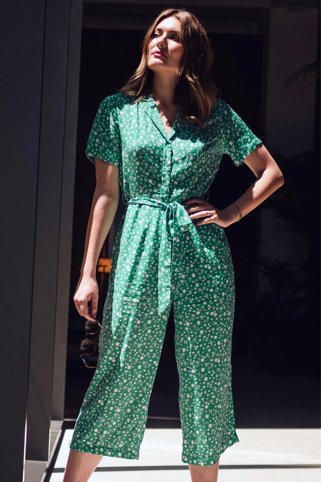 Sugarhill Brighton Pandora Green Scatter Print Jumpsuit