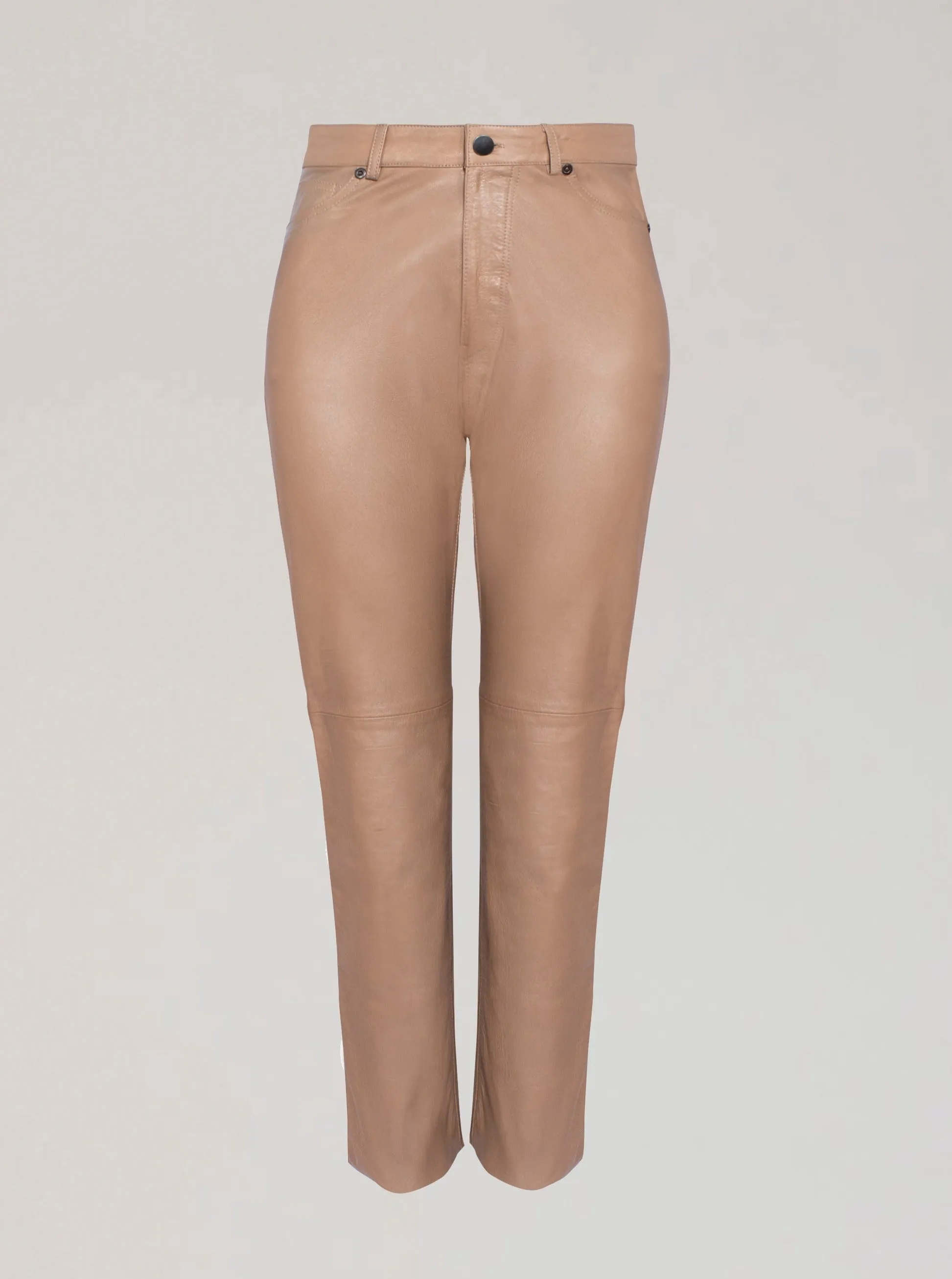 TATE LEATHER PANT - SESAME