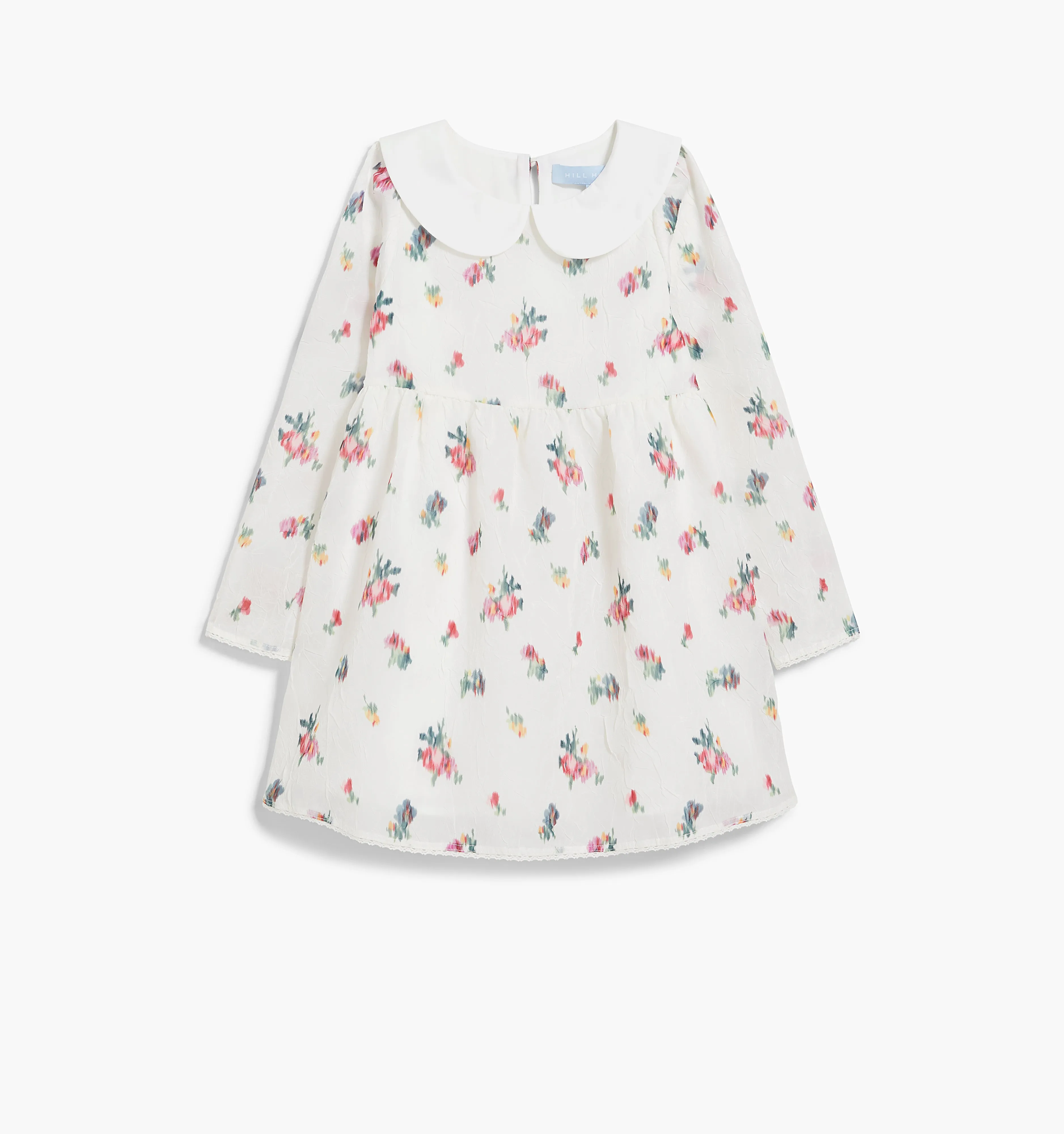 The Tiny Lottie Dress - Ivory Ikat Floral Crushed Taffeta