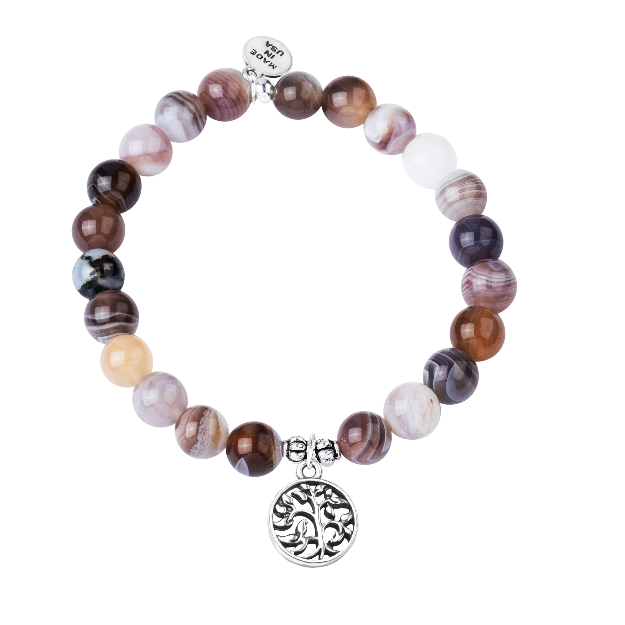 Tree of Life | Stone Beaded Charm Bracelet | Botswana