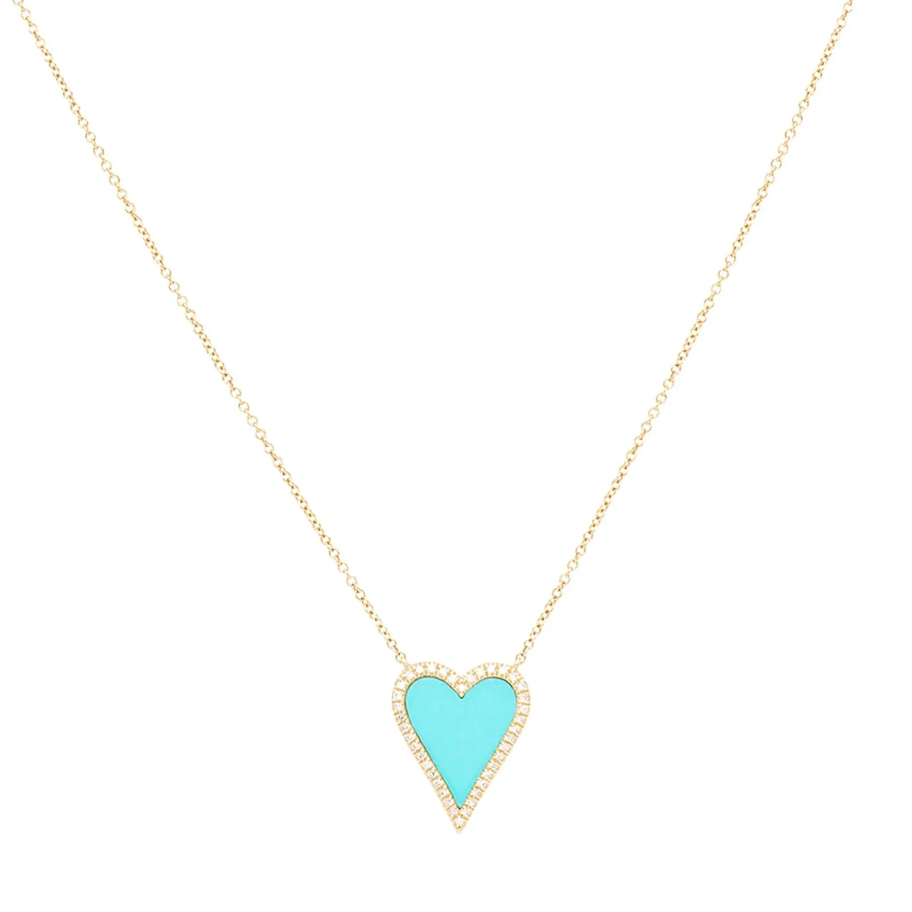 Turquoise Diamond Heart Necklace