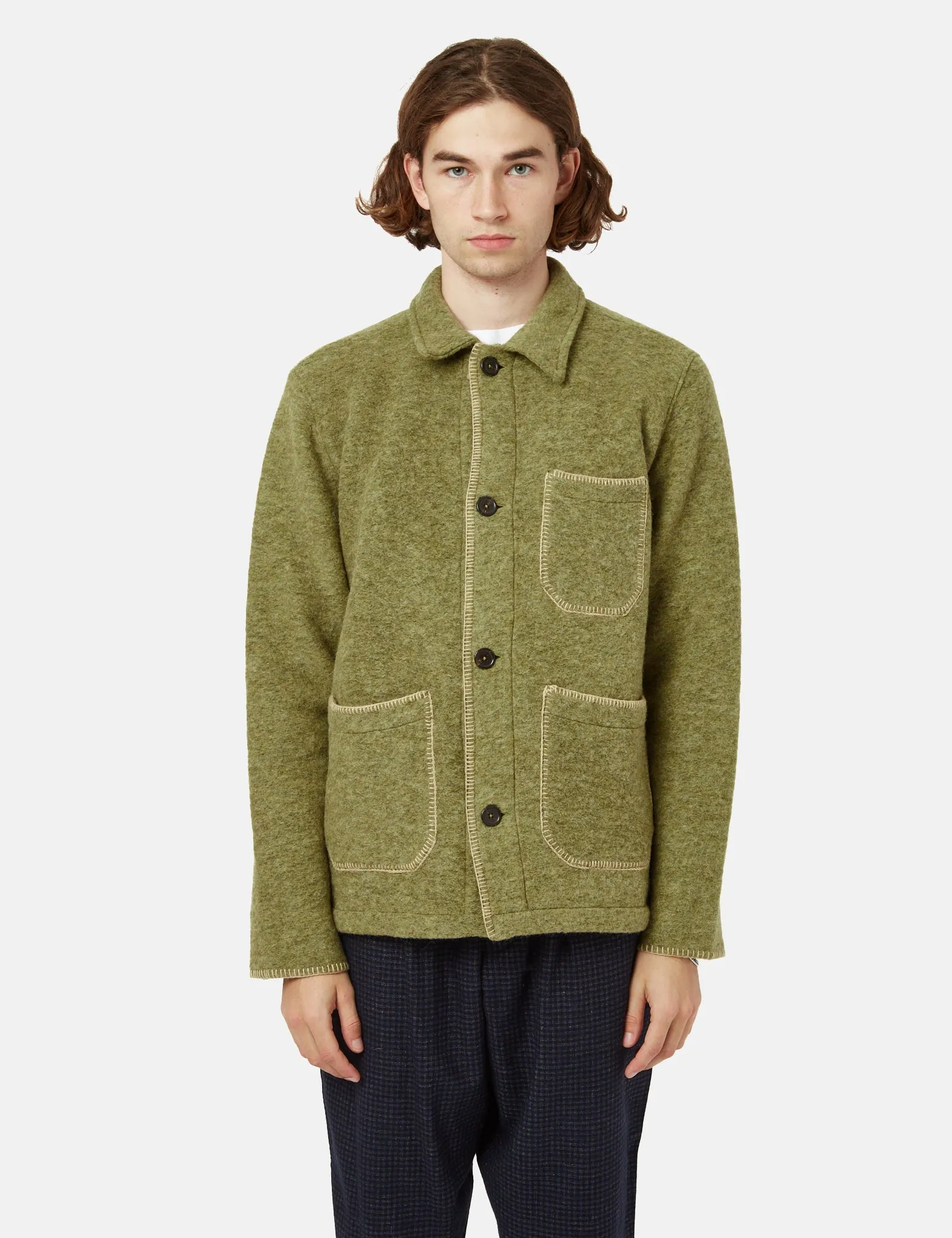 Universal Works Blanket Field Jacket - Light Olive Green