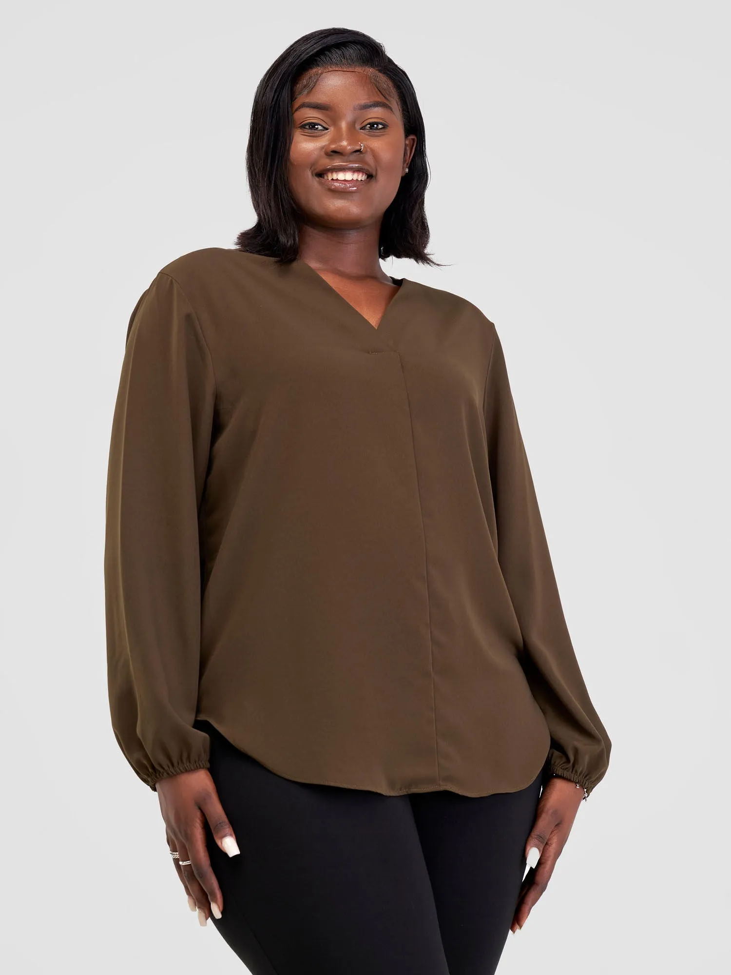 Vivo Dua Long Bishop Sleeve Top - Hunters Green