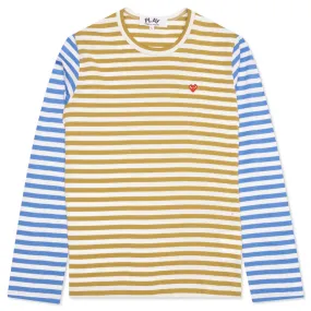 Women's Bi-Color Stripe T-Shirt - Olive/Blue