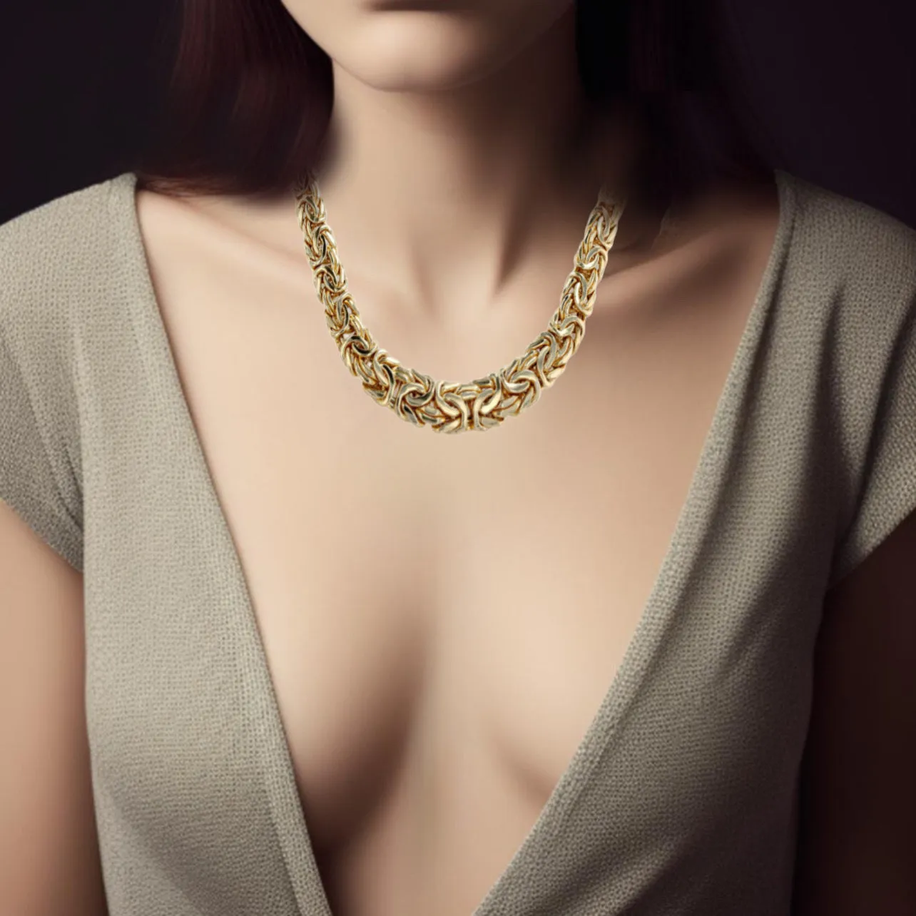 Yellow 10k gold Byzantine necklace